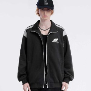 youthful side stripe jacket   sleek urban streetwear 8059