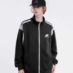 youthful side stripe jacket   sleek urban streetwear 8716