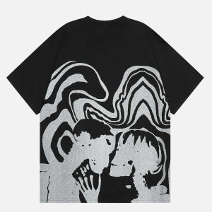 youthful skeleton hug & kiss tee   chic urban streetwear 1461