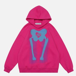 youthful skeleton love hoodie   trending urban streetwear 6777