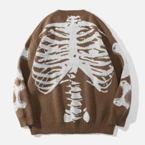 youthful skeleton pattern sweater knit with edge 1746