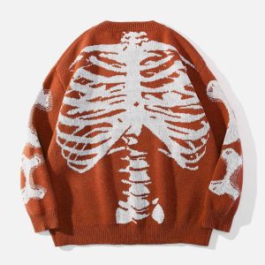 youthful skeleton pattern sweater knit with edge 2194