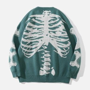 youthful skeleton pattern sweater knit with edge 3012