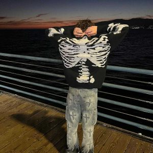youthful skeleton pattern sweater knit with edge 7306