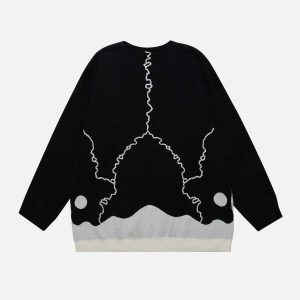 youthful skull colorblock sweater   trendy & bold design 3535