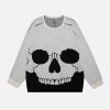 youthful skull colorblock sweater   trendy & bold design 4379