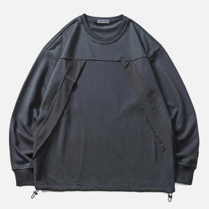 youthful slant patchwork sweatshirt   urban & trendy fit 1003