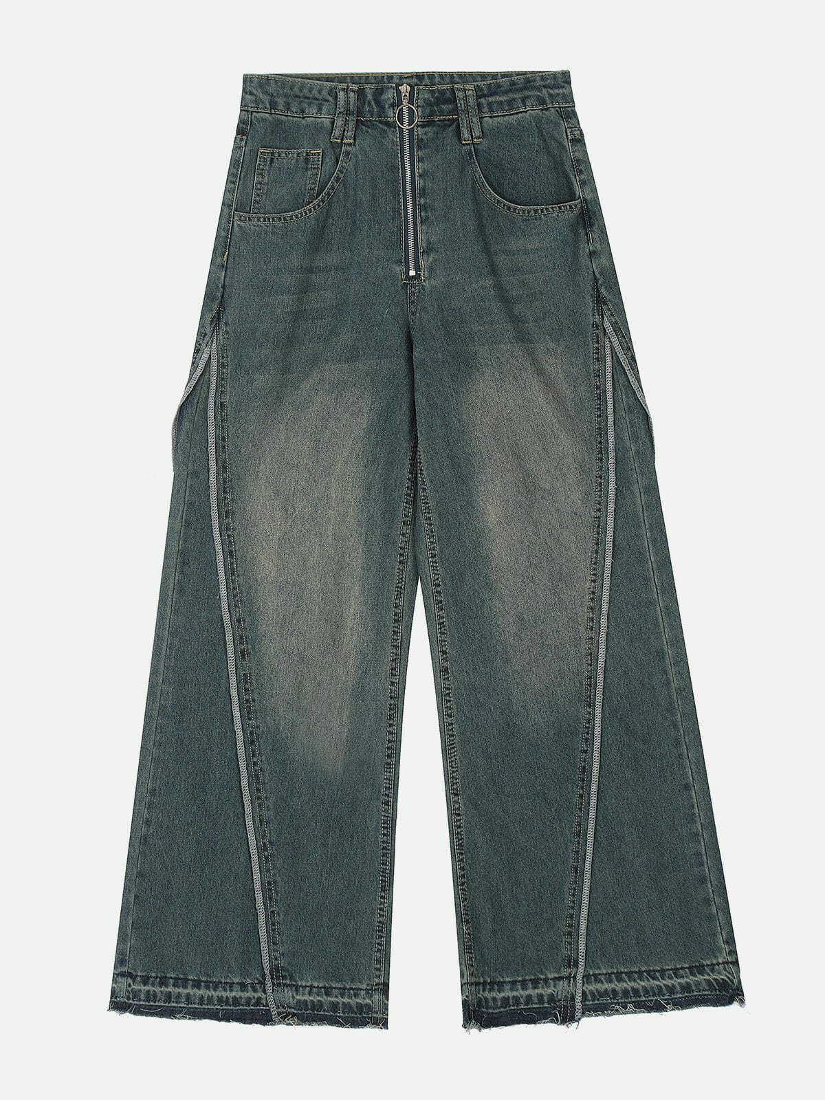 youthful slit fringe jeans loose & trending style 6904