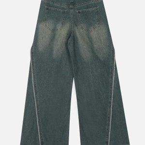 youthful slit fringe jeans loose & trending style 8696