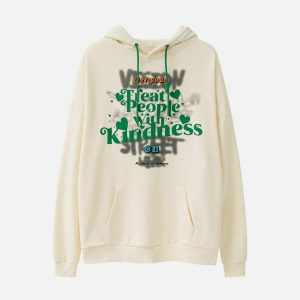 youthful smudge print hoodie dynamic letter design 8168