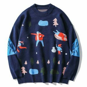 youthful snow fight sweater   knit design & cozy feel 3178