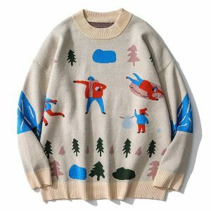 youthful snow fight sweater   knit design & cozy feel 8259