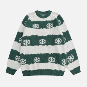 youthful snowflake embroidered sweater cozy winter charm 2086