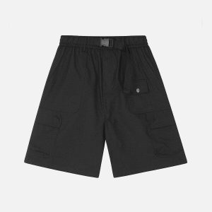 youthful solid belt shorts   sleek design & urban appeal 3536