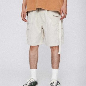 youthful solid belt shorts   sleek design & urban appeal 6153