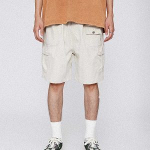 youthful solid belt shorts   sleek design & urban appeal 7282