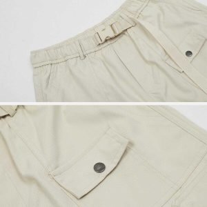 youthful solid belt shorts   sleek design & urban appeal 7953