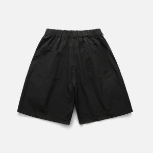 youthful solid big pocket shorts   trendy urban streetwear 2477