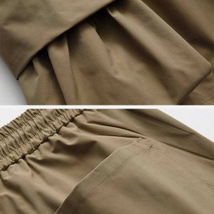 youthful solid big pocket shorts   trendy urban streetwear 3207