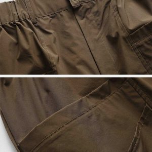 youthful solid big pocket shorts   trendy urban streetwear 4285