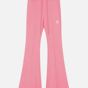 youthful solid drawstring flare pants   chic y2k streetwear 2660