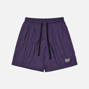 youthful solid drawstring shorts   sleek urban comfort 2870