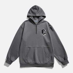 youthful solid flocking hoodie   chic urban streetwear 5749