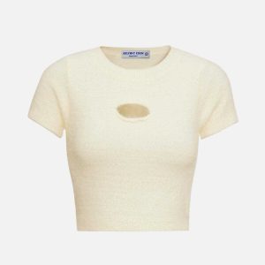 youthful solid hole tee   chic & trending streetwear 5147