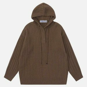youthful solid knit hoodie   sleek & trendy comfort 1085