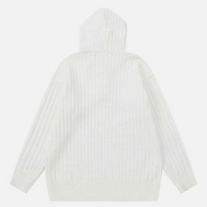 youthful solid knit hoodie   sleek & trendy comfort 5911