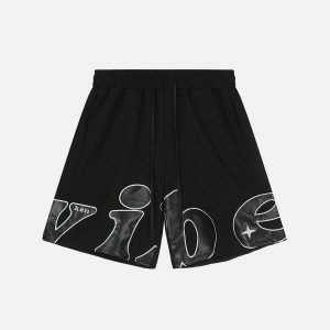 youthful solid letter print shorts 5060