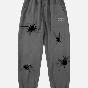 youthful spider drawstring sweatpants   urban streetwear 7054