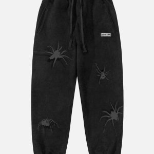 youthful spider drawstring sweatpants   urban streetwear 7538
