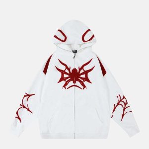 youthful spider embroidery hoodie   streetwear icon 5892