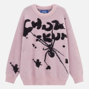 youthful spider jacquard sweater   urban & trendy design 4229
