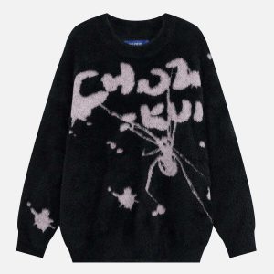 youthful spider jacquard sweater   urban & trendy design 8054