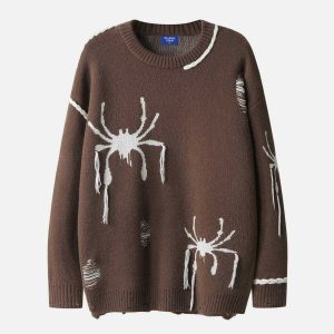 youthful spider tassel sweater   chic urban aesthetic 2150