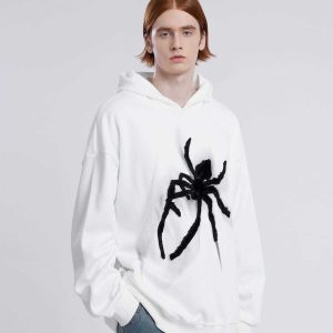 youthful spider towel hoodie embroidery urban chic 1064