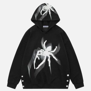 youthful spider towel hoodie embroidery urban chic 2629