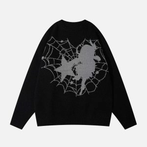 youthful spider web stars sweater graphic & trendy design 3717