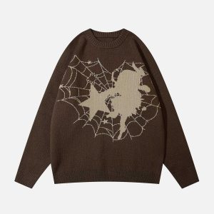 youthful spider web stars sweater graphic & trendy design 7290