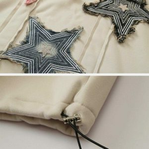 youthful star applique hoodie   embroidered urban chic 4007
