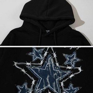 youthful star applique hoodie embroidered urban trend 1203