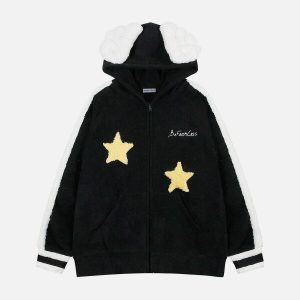 youthful star applique hoodie plush & trendy comfort 3187