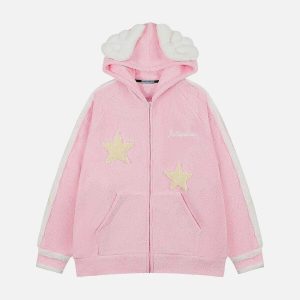 youthful star applique hoodie plush & trendy comfort 6670