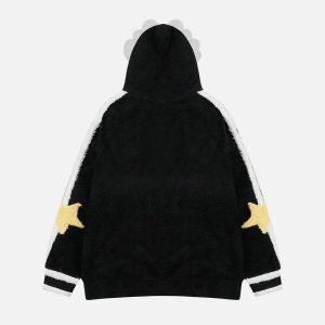 youthful star applique hoodie plush & trendy comfort 8507