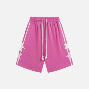 youthful star applique shorts   chic y2k streetwear staple 1093