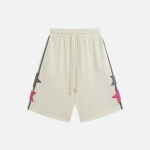 youthful star applique shorts   chic y2k streetwear staple 1706