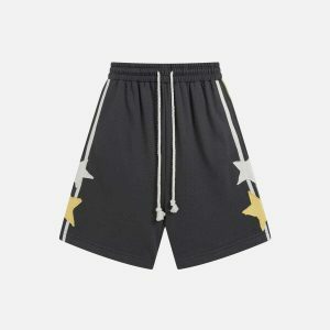 youthful star applique shorts   chic y2k streetwear staple 7137