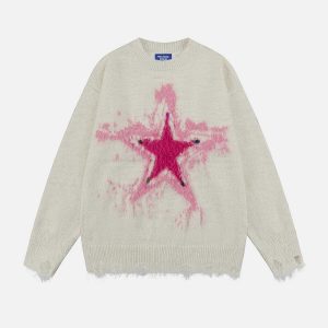 youthful star distressed sweater   urban chic appeal 3186